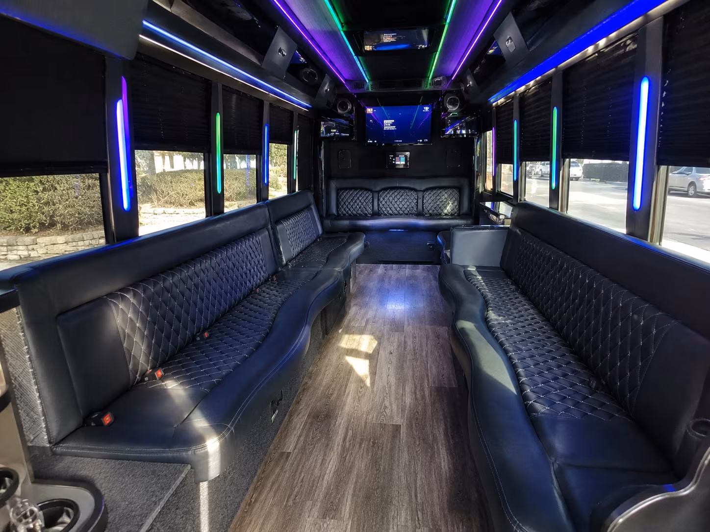 elyria 15 passenger party bus interior
