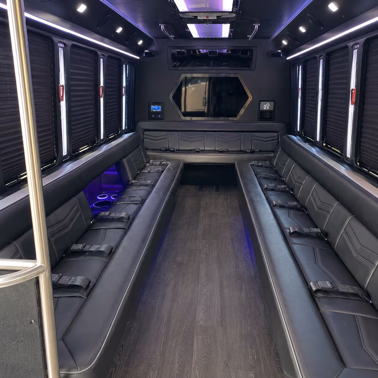 elyria 18 passenger party bus interior
