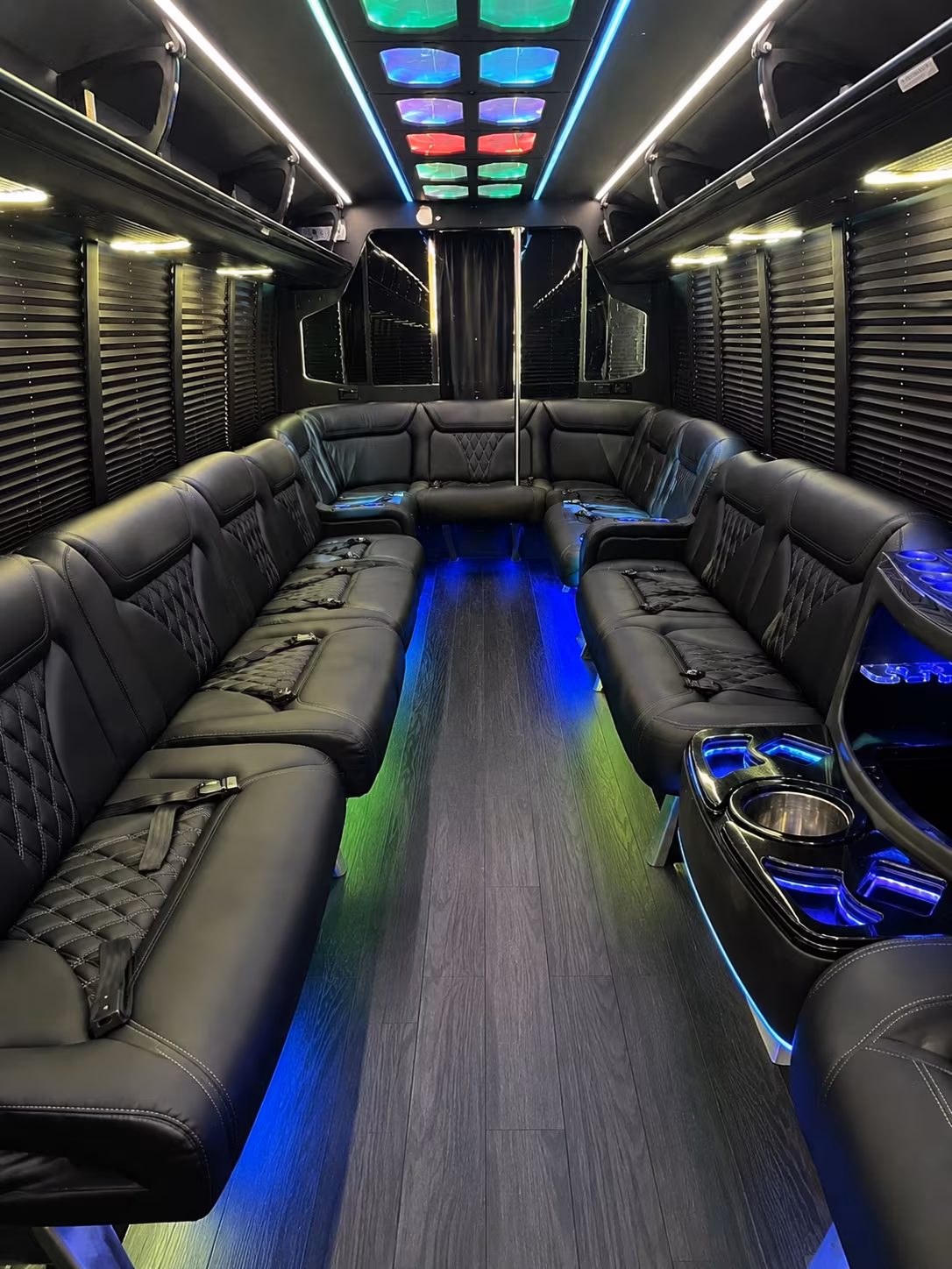 elyria 20 passenger party bus interior