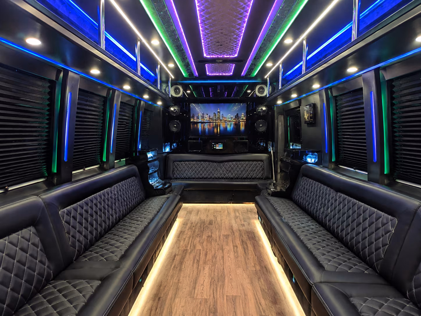 elyria 25 passenger party bus interior