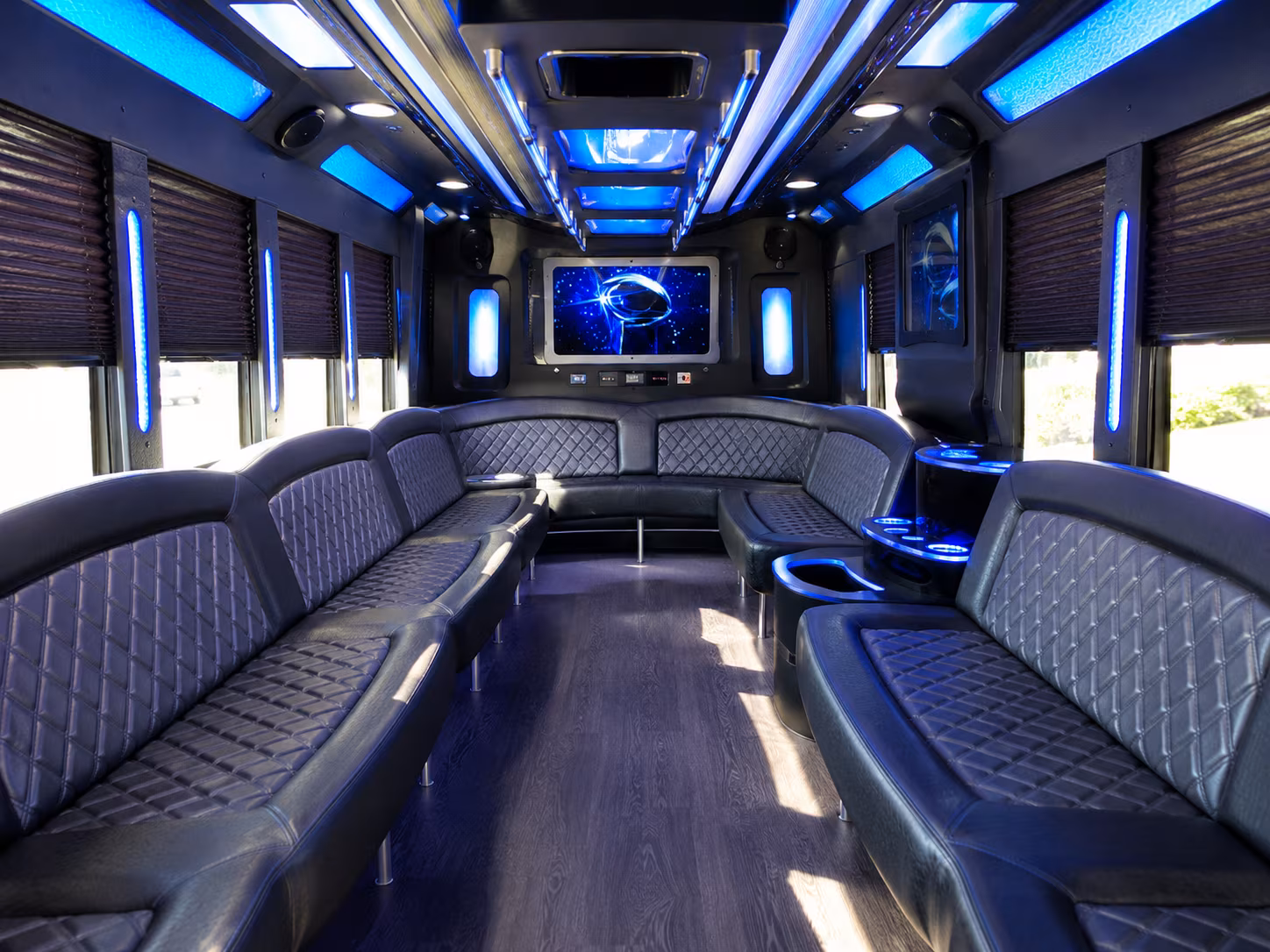 elyria 28 passenger party bus inside