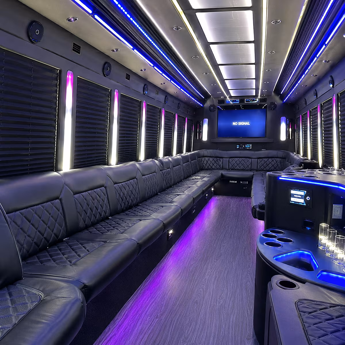 elyria 30 passenger party bus inside