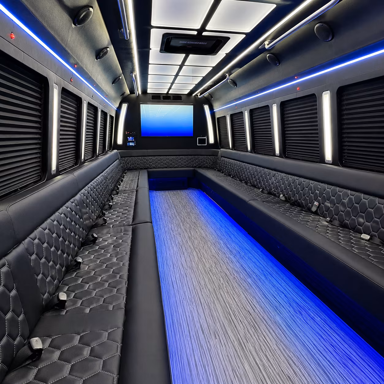 elyria 50 passenger party bus inside