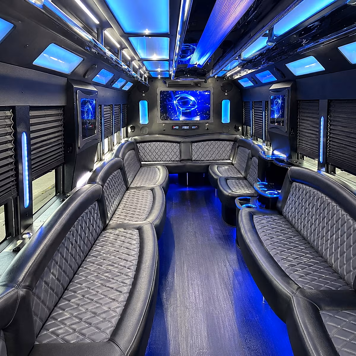 elyria 50 passenger party bus interior