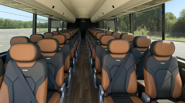 Interior of Charter Bus Company Elyria's 56 Passenger Charter Bus in Elyria