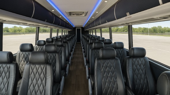 elyria 56 passenger charter bus inside