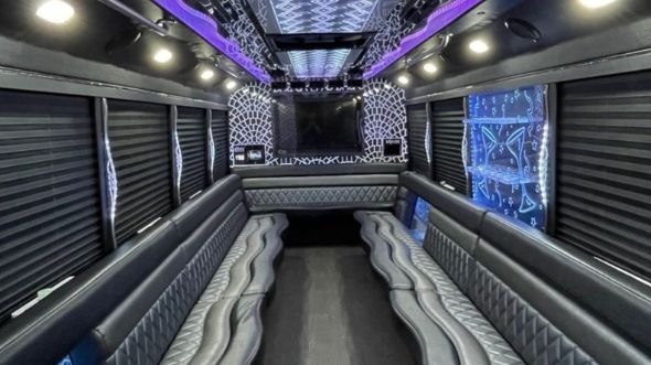 Interior of Charter Bus Company Elyria's Party Bus in Elyria